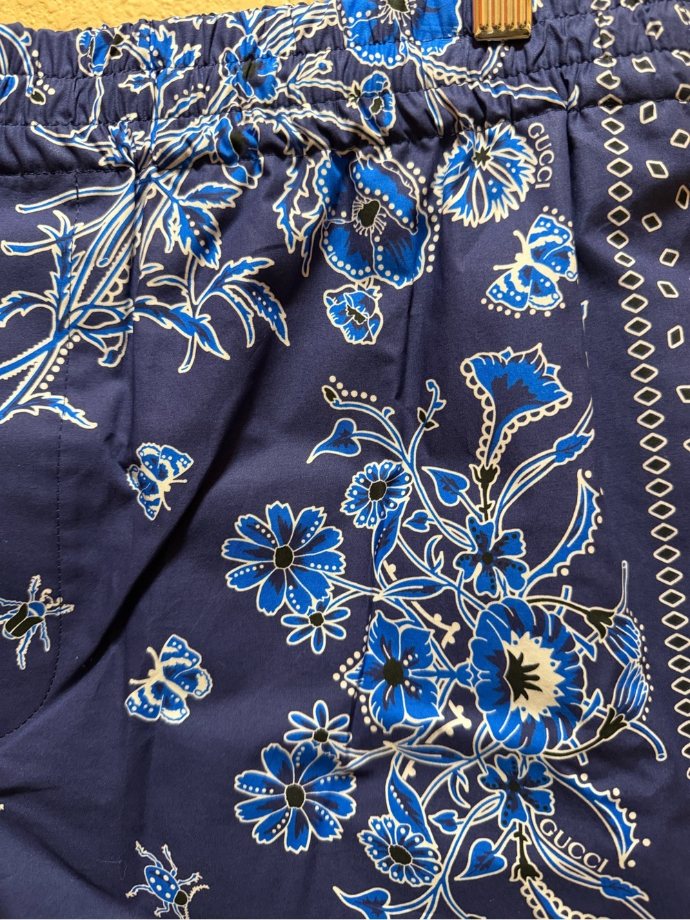 New Gucci Logo Floral Shorts Navy White Size IT 52 / US L 34 - 38 Waist - Picture 3 of 10